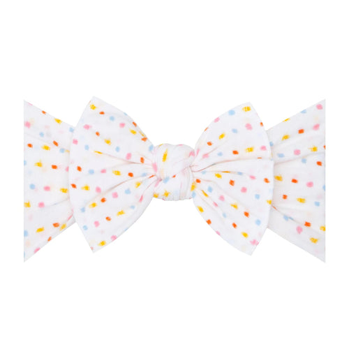 Patterned Knot Bows 100 ACCESSORIES BABY Baby Bling Bows White Rainbow Dot 