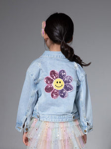 Pink Daisy Patched Denim Jacket 150 GIRLS APPAREL 2-8 Petite Hailey 