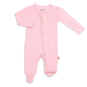 Pink Dogwood Ruffle Magnetic Footie 120 BABY GIRLS APPAREL Magnetic Me NB 