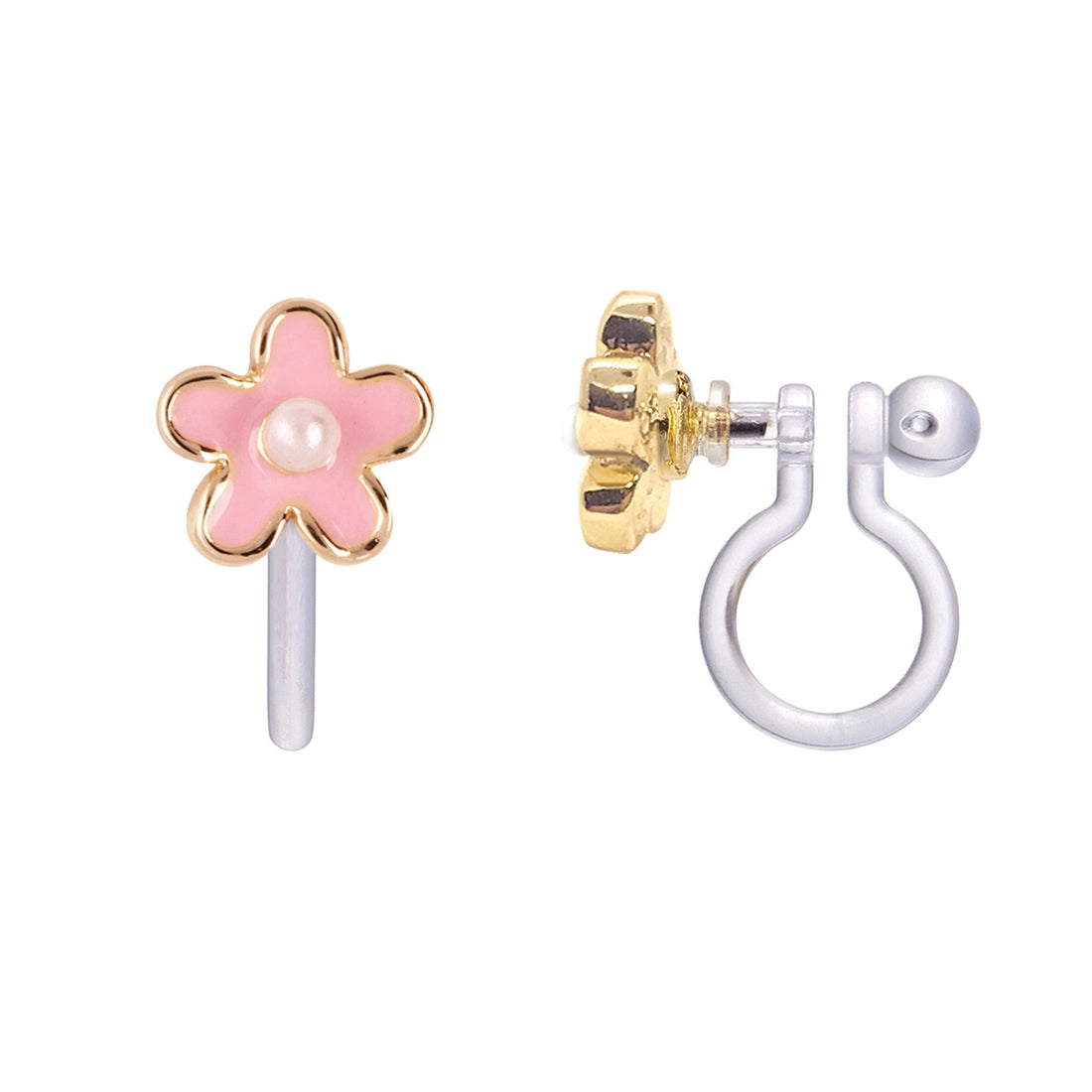 Pink Flower Earrings 110 ACCESSORIES CHILD Girl Nation Clip-on 