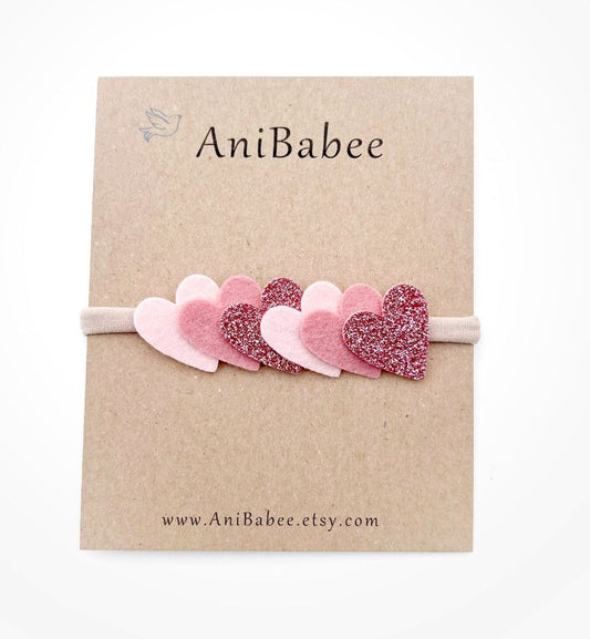 Pink Hearts Headband 100 ACCESSORIES BABY AniBabee 
