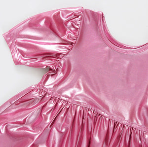 Pink Lame Laurie Dress 150 GIRLS APPAREL 2-8 Pink Chicken 