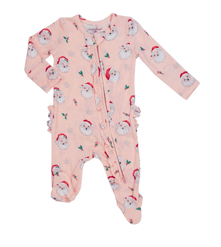 Pink Vintage Santa Zip Footie 120 BABY GIRLS APPAREL Angel Dear NB 