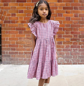 Pink/Navy Plaid Kit Dress 150 GIRLS APPAREL 2-8 Pink Chicken 