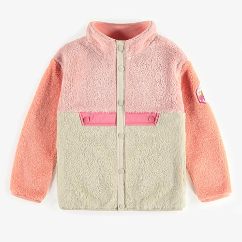 Plush Pink Colorblock Fleece Jacket 150 GIRLS APPAREL 2-8 Souris Mini 3 