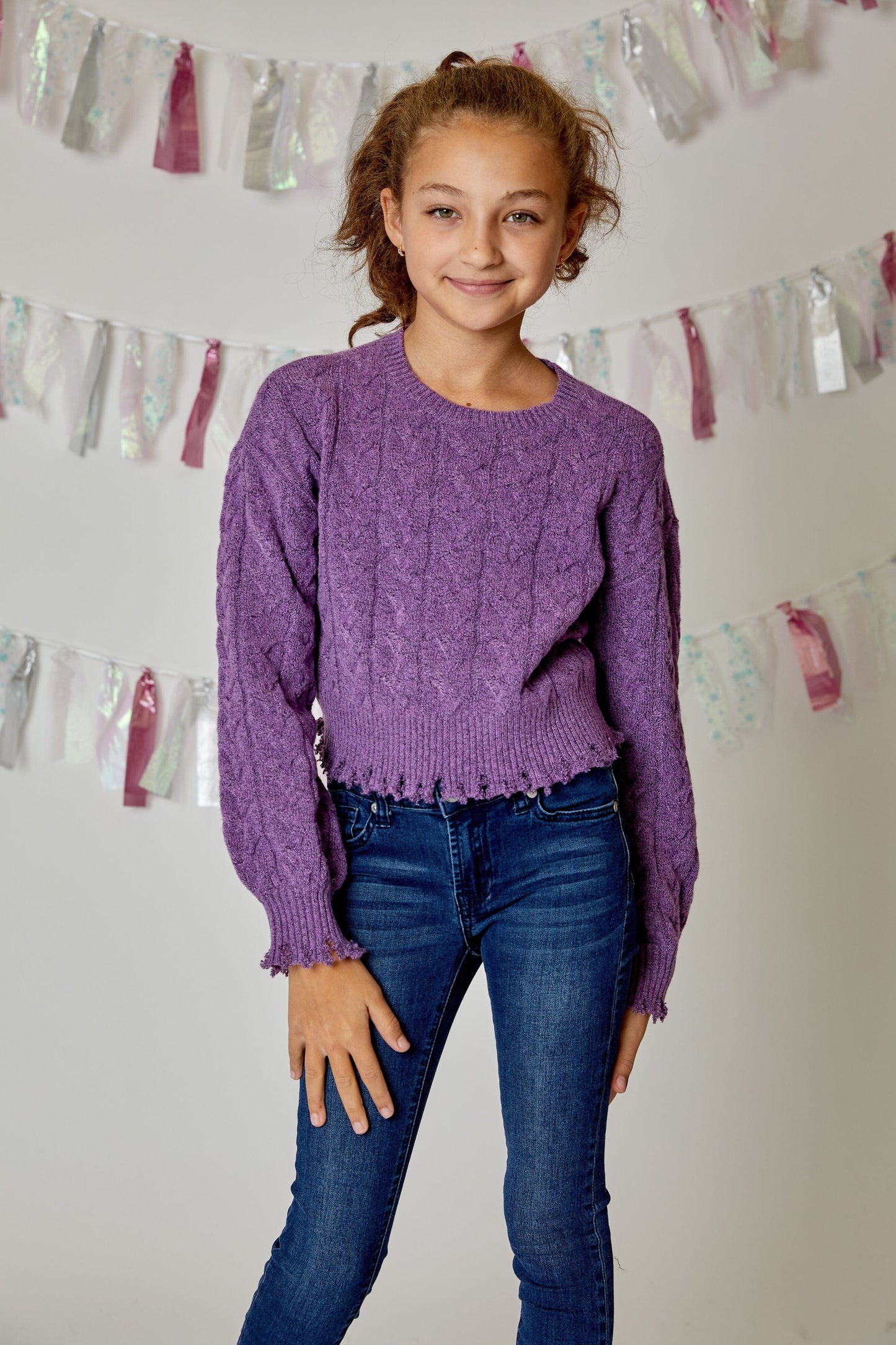 Purple Zest Ruffle Hem Sweater 160 GIRLS APPAREL TWEEN 7-16 Design History 7/8 