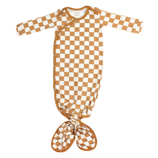 Rad Check Knotted Gown 130 BABY BOYS/NEUTRAL APPAREL Copper Pearl NB-3m 