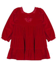 Red Noella Velvet Dress 150 GIRLS APPAREL 2-8 Mabel & Honey 