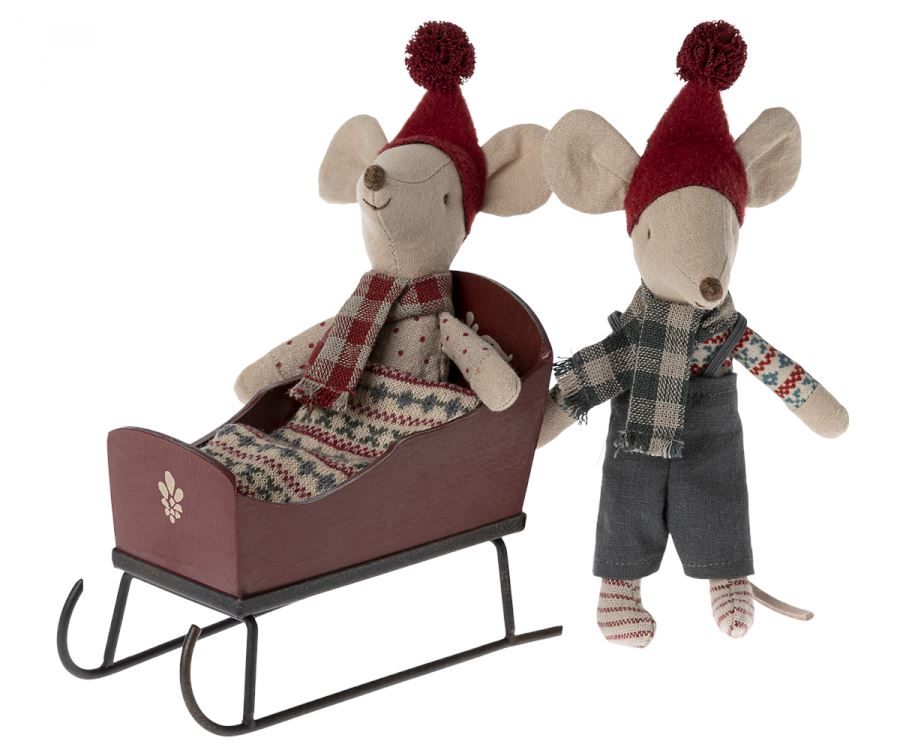 Red Sleigh Mouse 196 TOYS CHILD Maileg 