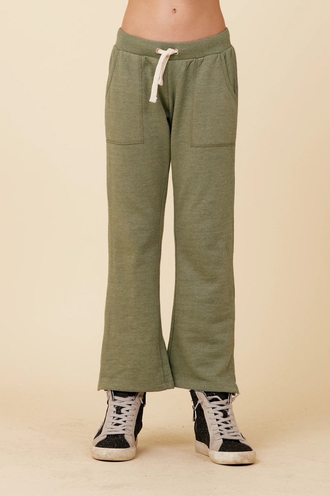 Sage Wide Leg Terry Pant 160 GIRLS APPAREL TWEEN 7-16 Vintage Havana 7/8 
