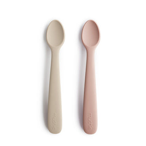 Silicone Spoons Utensils Mushie Blush/Sand 