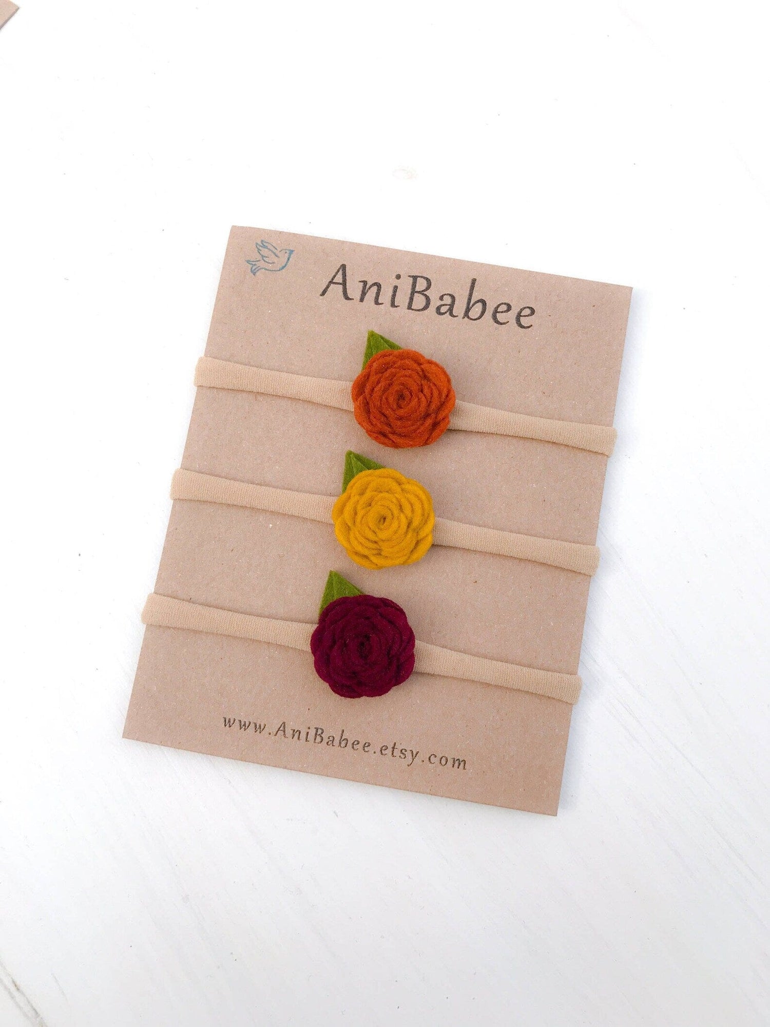 Small Rose Headband Sets 100 ACCESSORIES BABY AniBabee Copper/Mustard/Burgundy 