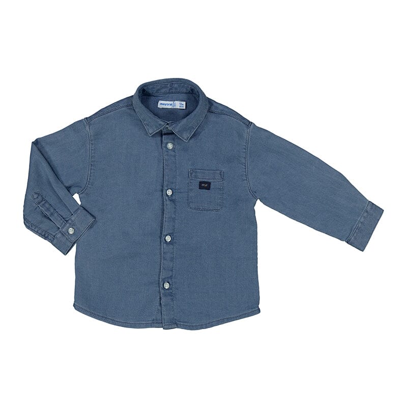 Soft Dark Denim Shirt 130 BABY BOYS/NEUTRAL APPAREL Mayoral 6m 
