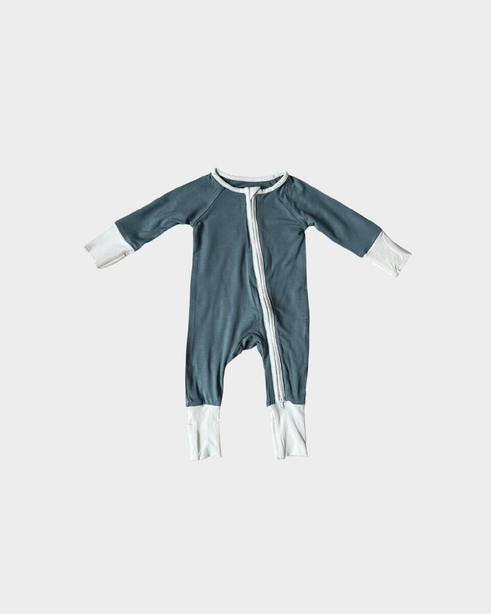 Stone Blue Zip Romper 130 BABY BOYS/NEUTRAL APPAREL Baby Sprouts 0-3m 