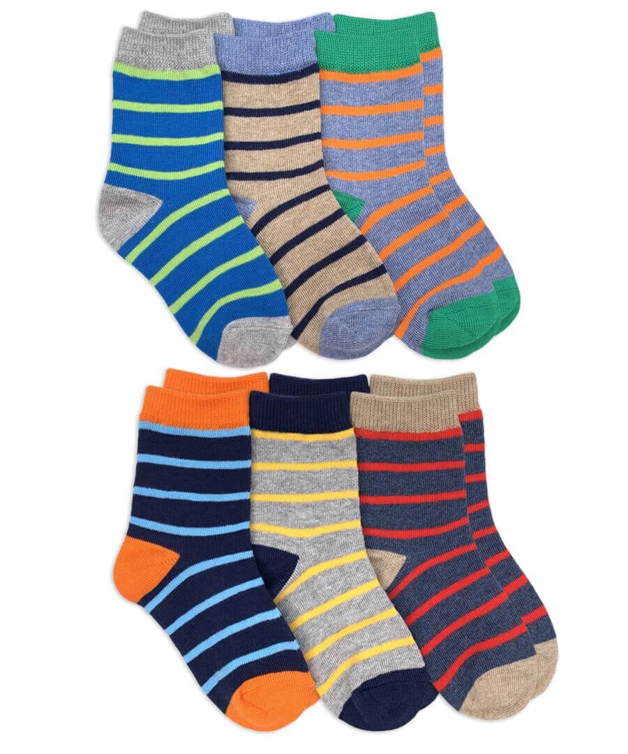 Stripe Pattern Crew Socks 6-Pack 110 ACCESSORIES CHILD Jefferies Socks 