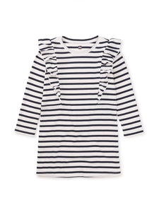Striped Ruffle Shoulder Dress