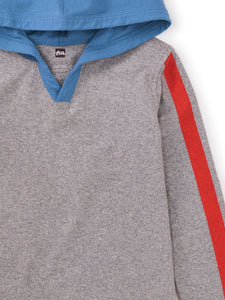 Striped Sleeve Grey Hoodie 140 BOYS APPAREL 2-8 Tea 