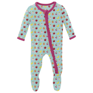 Summer Sky Fruit Ruffle Zip Footie 120 BABY GIRLS APPAREL Kickee Pants 0-3m 