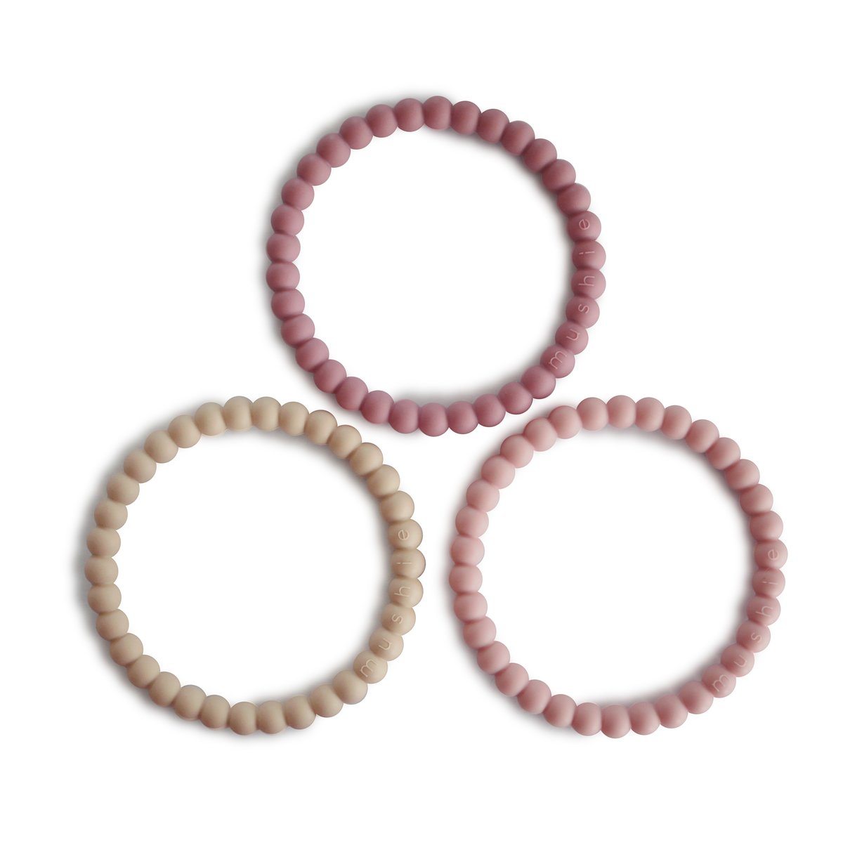 Teething Bracelets Teethers Mushie Linen/Peony/Pink 