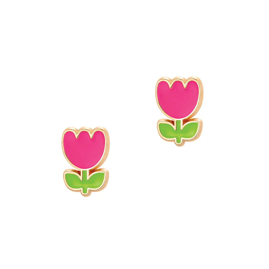 Tiny Pink Tulip Earrings 110 ACCESSORIES CHILD Girl Nation Clip-On 