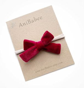 Velvet Bow Headbands 999 DISTRESS Anibabee Crimson 