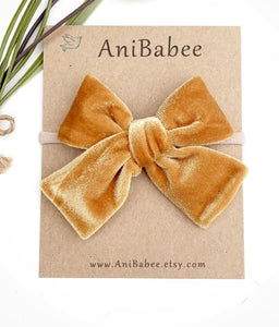 Velvet Bow Headbands 999 DISTRESS Anibabee Gold 