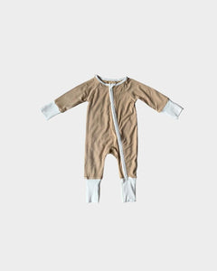 Wheat Zip Romper 130 BABY BOYS/NEUTRAL APPAREL Baby Sprouts 0-3m 