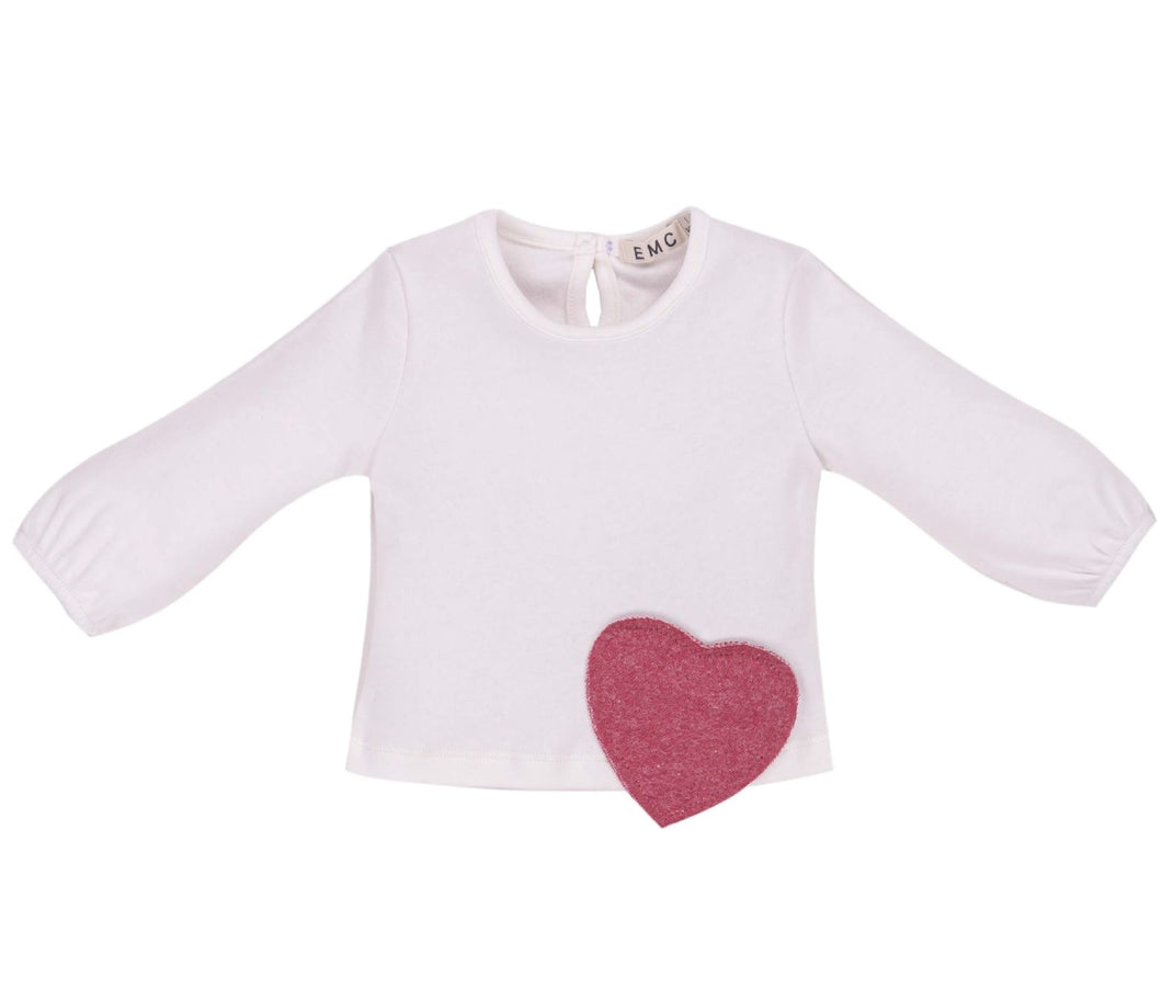 White Patch Heart Top 120 BABY GIRLS APPAREL EMC 3m 