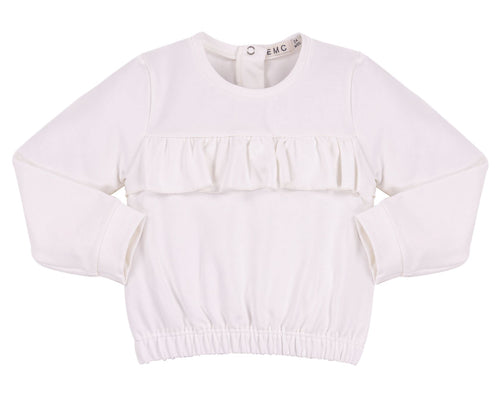 White Ruffle Sweatshirt 150 GIRLS APPAREL 2-8 EMC 2 